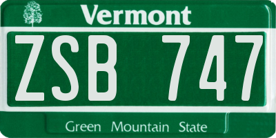 VT license plate ZSB747