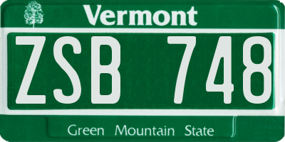 VT license plate ZSB748