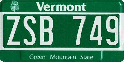 VT license plate ZSB749