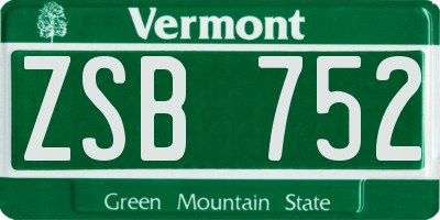 VT license plate ZSB752