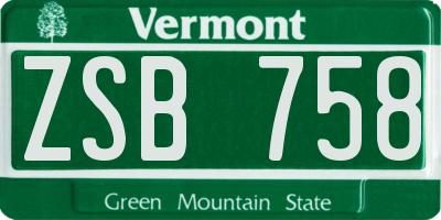 VT license plate ZSB758