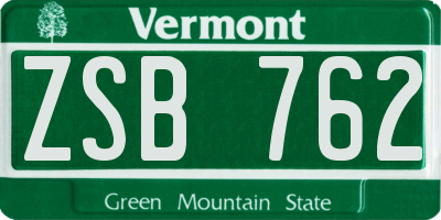 VT license plate ZSB762
