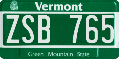 VT license plate ZSB765