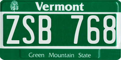 VT license plate ZSB768