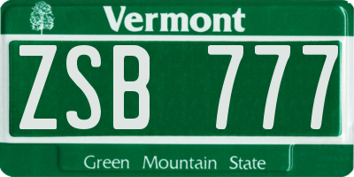 VT license plate ZSB777
