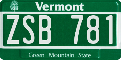 VT license plate ZSB781