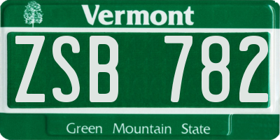 VT license plate ZSB782