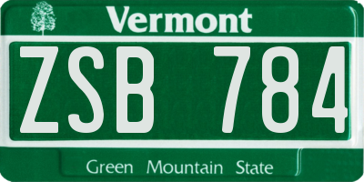 VT license plate ZSB784
