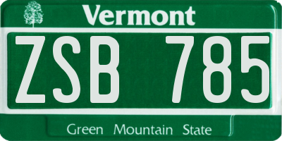 VT license plate ZSB785