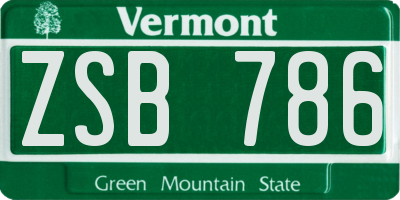 VT license plate ZSB786