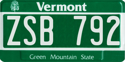 VT license plate ZSB792