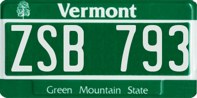 VT license plate ZSB793