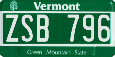 VT license plate ZSB796