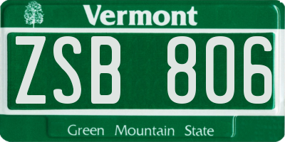 VT license plate ZSB806