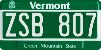 VT license plate ZSB807