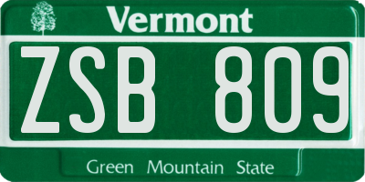 VT license plate ZSB809