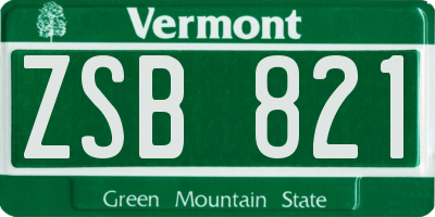 VT license plate ZSB821