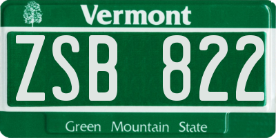 VT license plate ZSB822