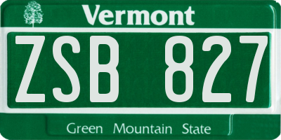 VT license plate ZSB827