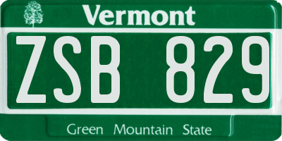 VT license plate ZSB829