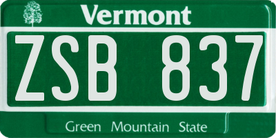 VT license plate ZSB837