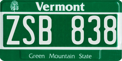 VT license plate ZSB838