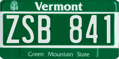 VT license plate ZSB841