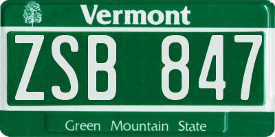 VT license plate ZSB847