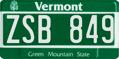 VT license plate ZSB849