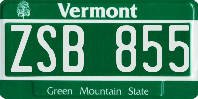 VT license plate ZSB855