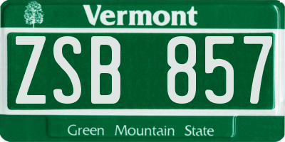 VT license plate ZSB857