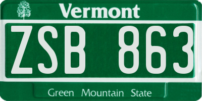 VT license plate ZSB863