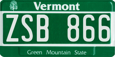 VT license plate ZSB866