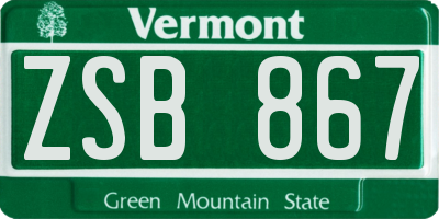VT license plate ZSB867