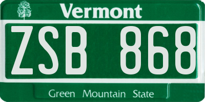 VT license plate ZSB868