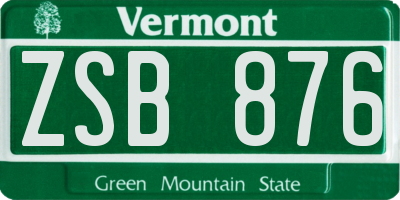 VT license plate ZSB876