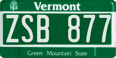 VT license plate ZSB877