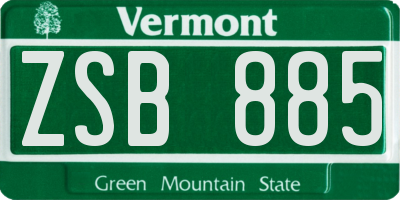 VT license plate ZSB885