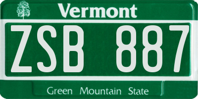 VT license plate ZSB887