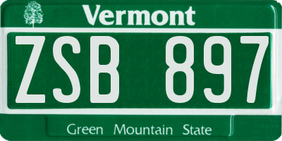 VT license plate ZSB897