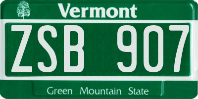 VT license plate ZSB907