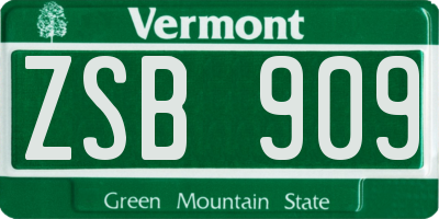 VT license plate ZSB909