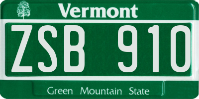 VT license plate ZSB910