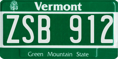 VT license plate ZSB912