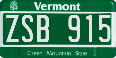 VT license plate ZSB915