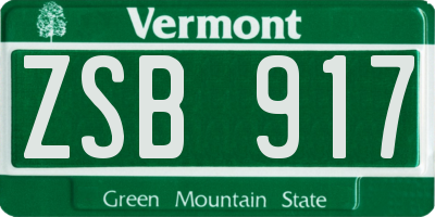 VT license plate ZSB917