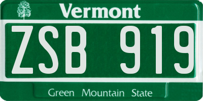 VT license plate ZSB919