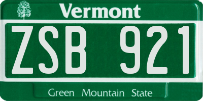 VT license plate ZSB921