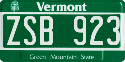 VT license plate ZSB923