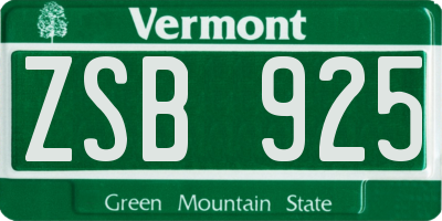 VT license plate ZSB925